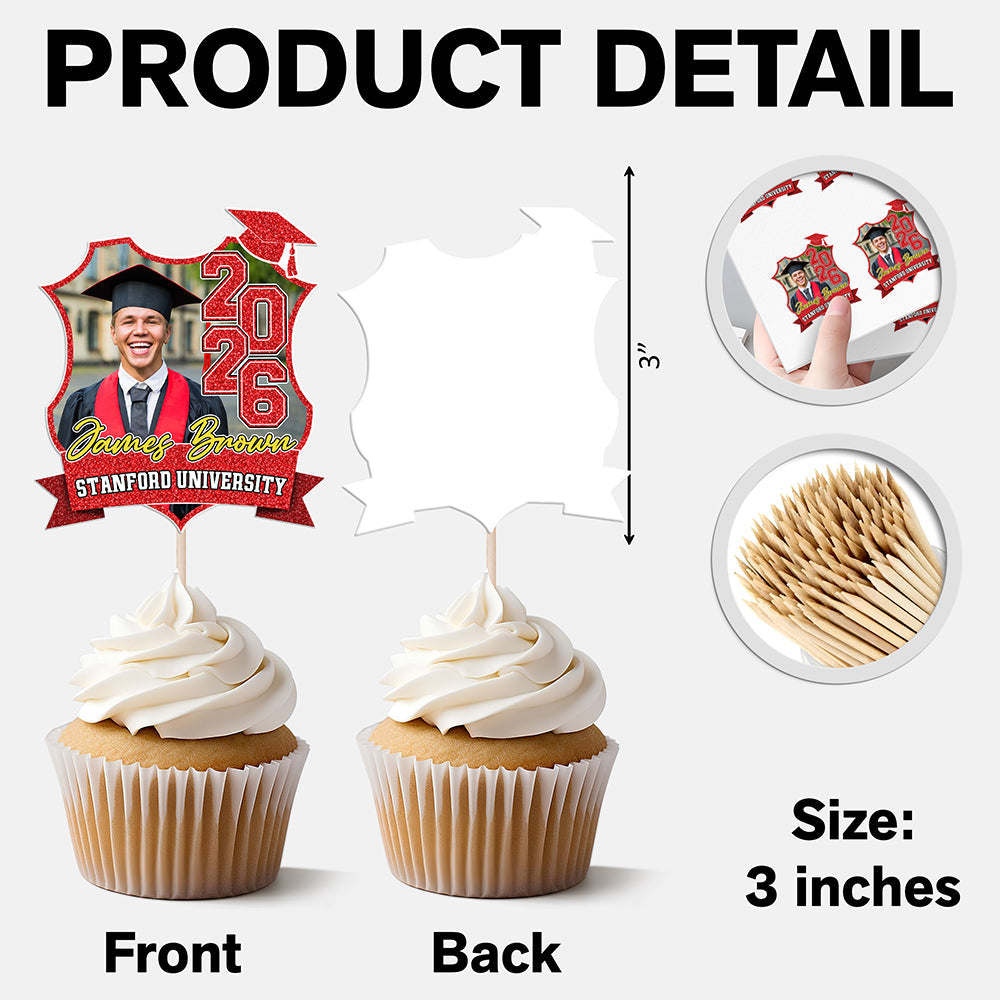 Custom Photo Class Of 2026 Graduation Cupcake Toppers HA75 920056