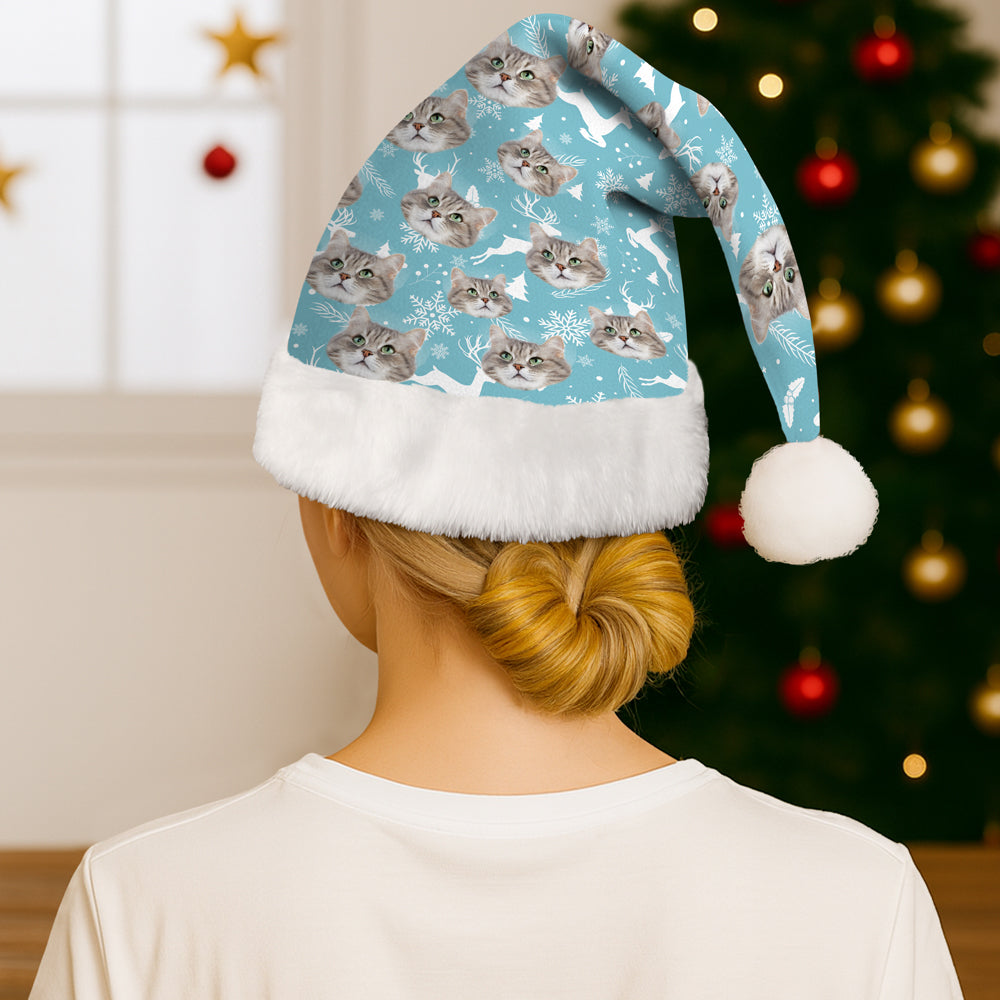 Custom Funny Cat Face Christmas Unique Santa Hat For Cat Lovers LM32 895343
