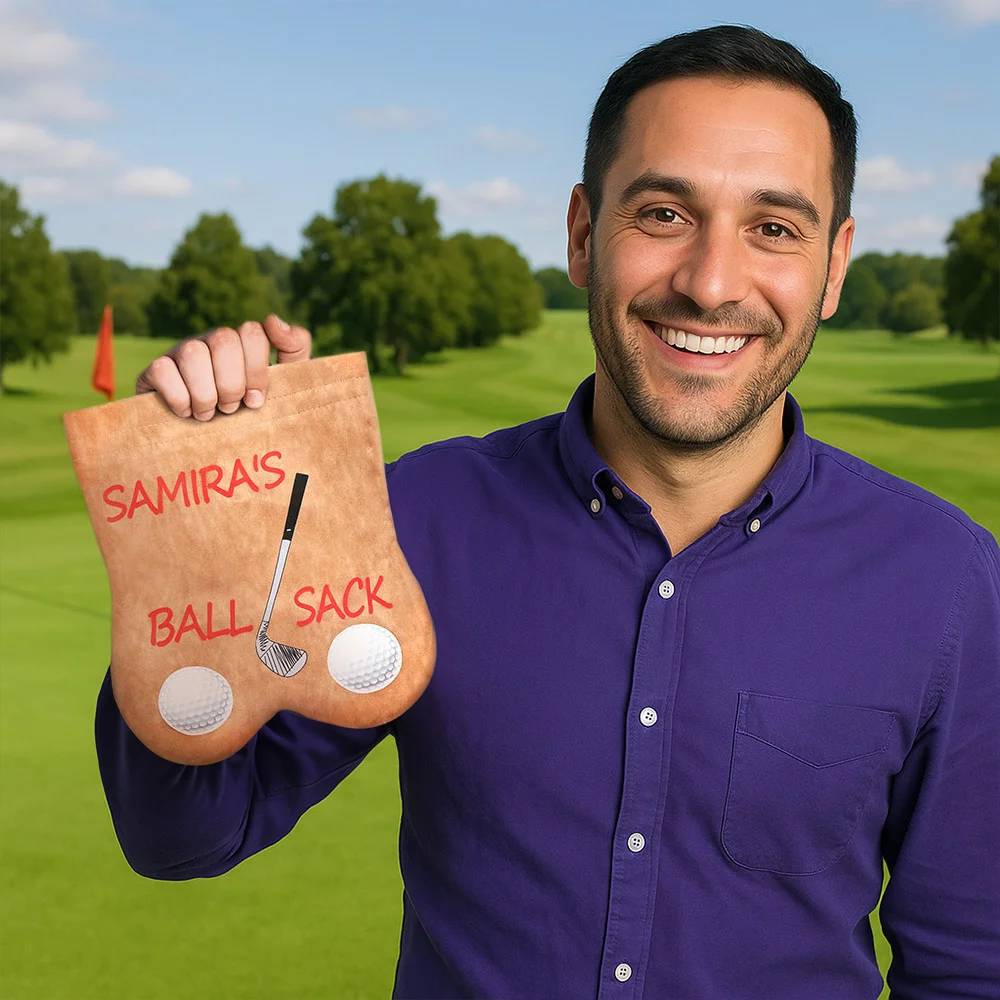 Personalised Funny Flannel Golf Ball Bag Sack with Custom Name Funny Golf Gift for Golf Lovers Men Father Husband HO82 900630