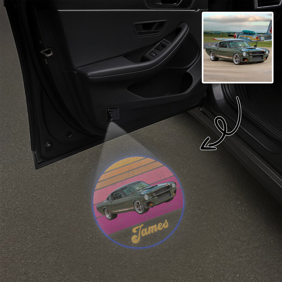 Custom Vintage Retro Car Photo Car Door Projector Light CH07 896424