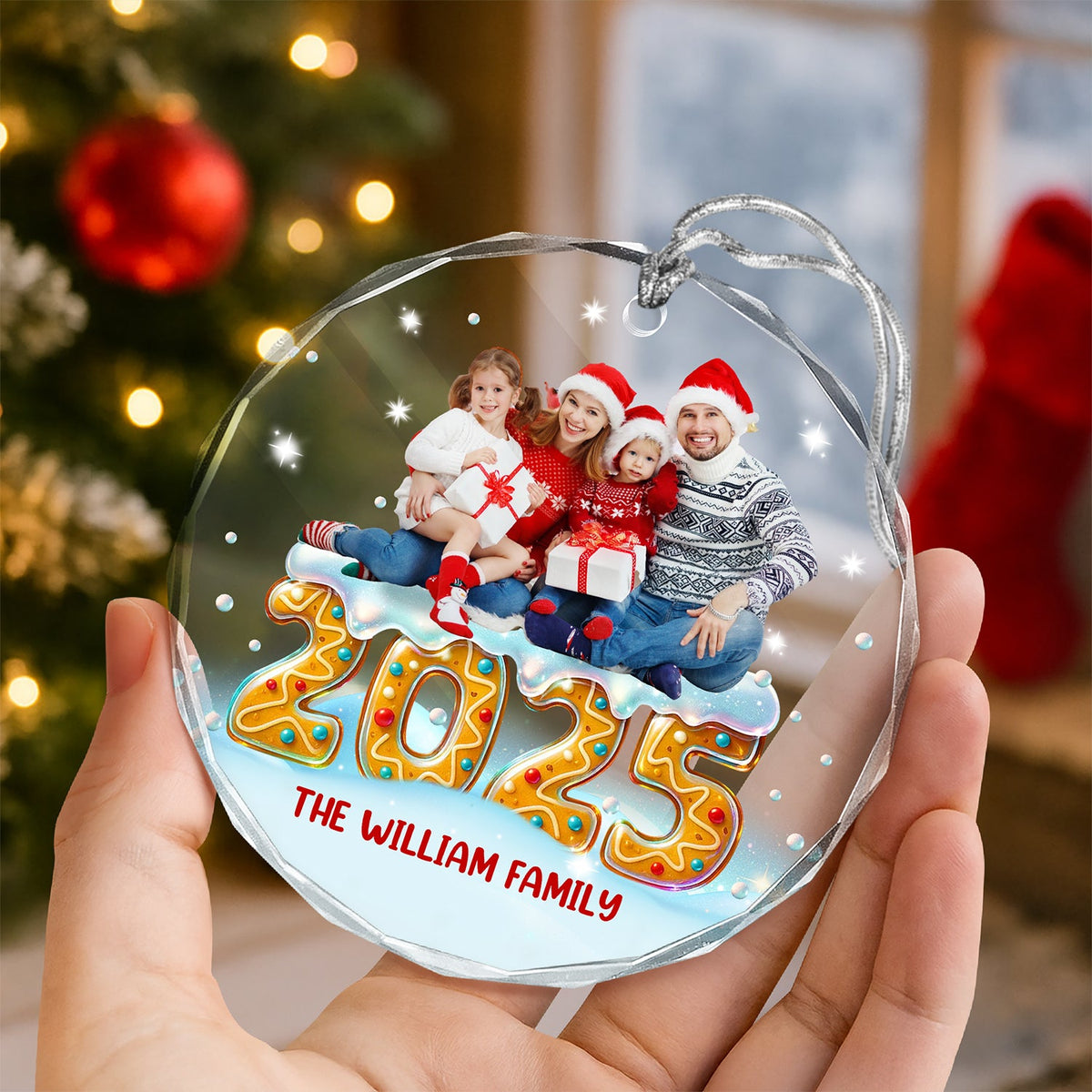 Custom Photo Our Kind Of Merry Family Glass Ornament Gift For Christmas CH07 899986