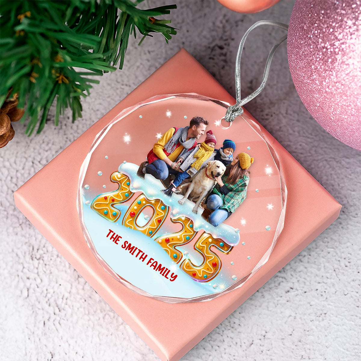 Custom Photo Our Kind Of Merry Family Glass Ornament Gift For Christmas CH07 899986