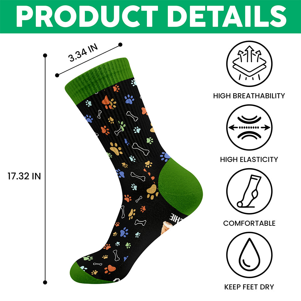 Custom Photo This Human Belongs To Dog Cat Crew Socks HA75 897616
