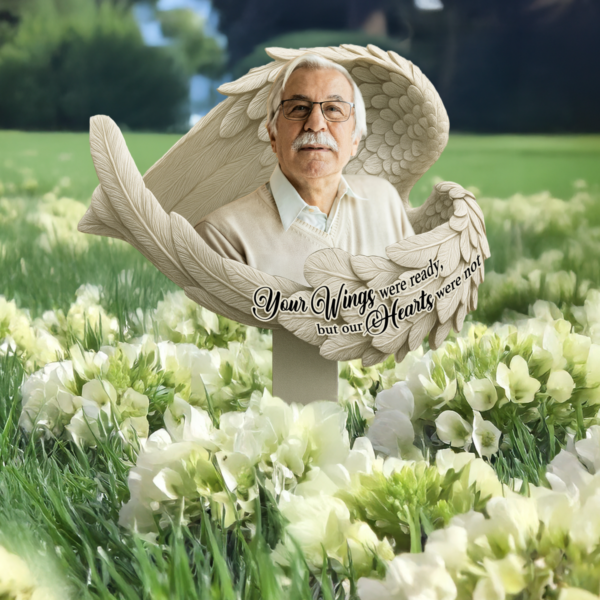 Custom Photo Your Wings Were Ready Memorial Garden Stake TH10 892843