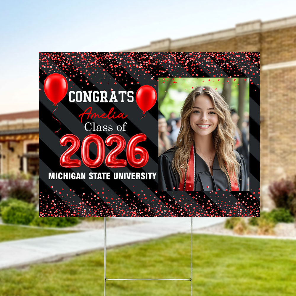 Custom Photo Congrats Class Of 2026 Graduation Yard Sign CH07 910262