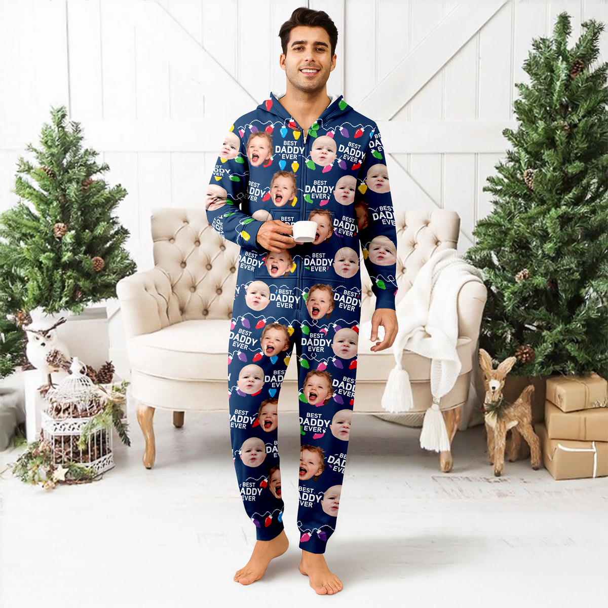 Custom Funny Kids Photo Best Mommy Daddy Ever Christmas Light Onesite Pajamas CH07 899840