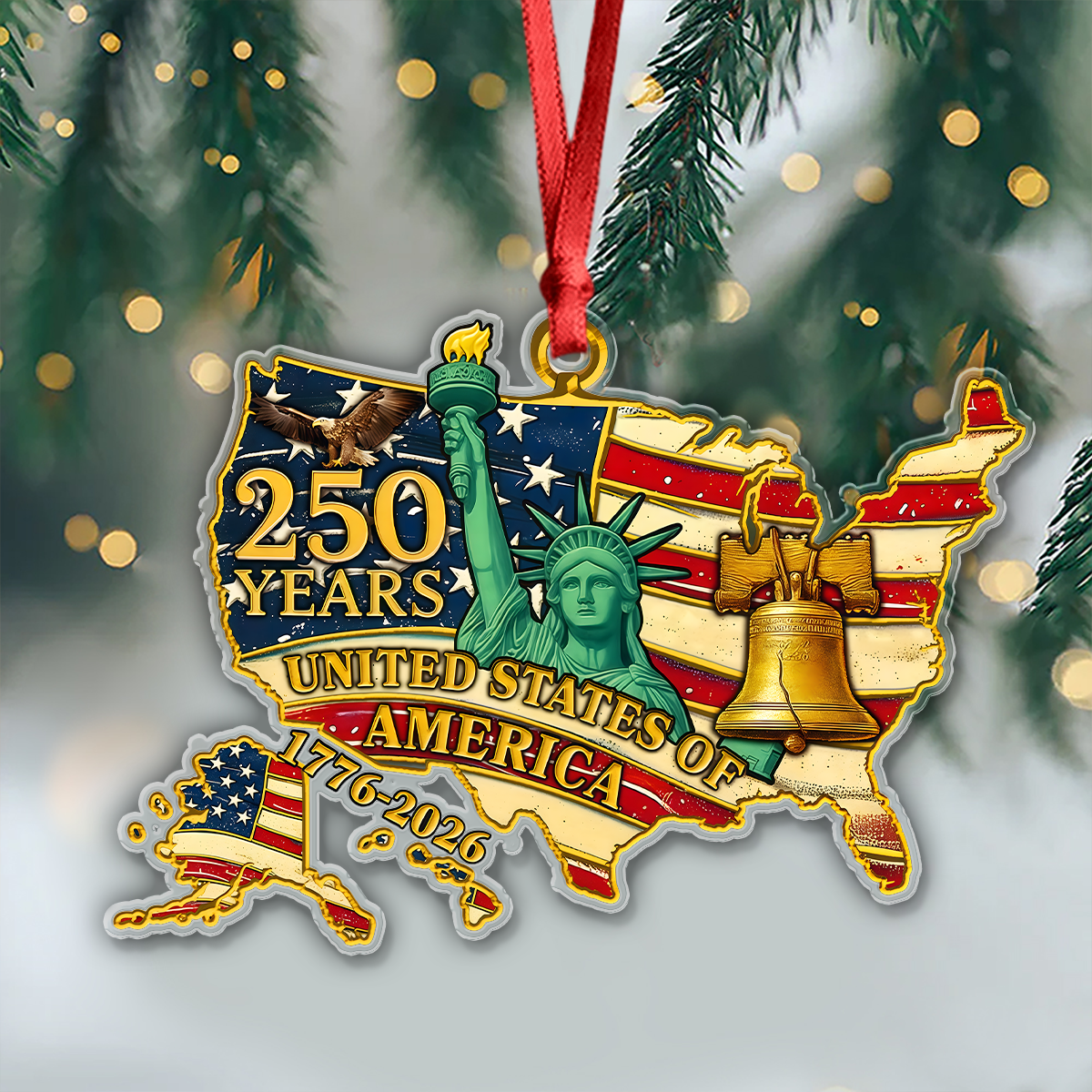 250 Years Of American Flag Liberty Eagle Acrylic Ornament Decor Gift HO82 900366