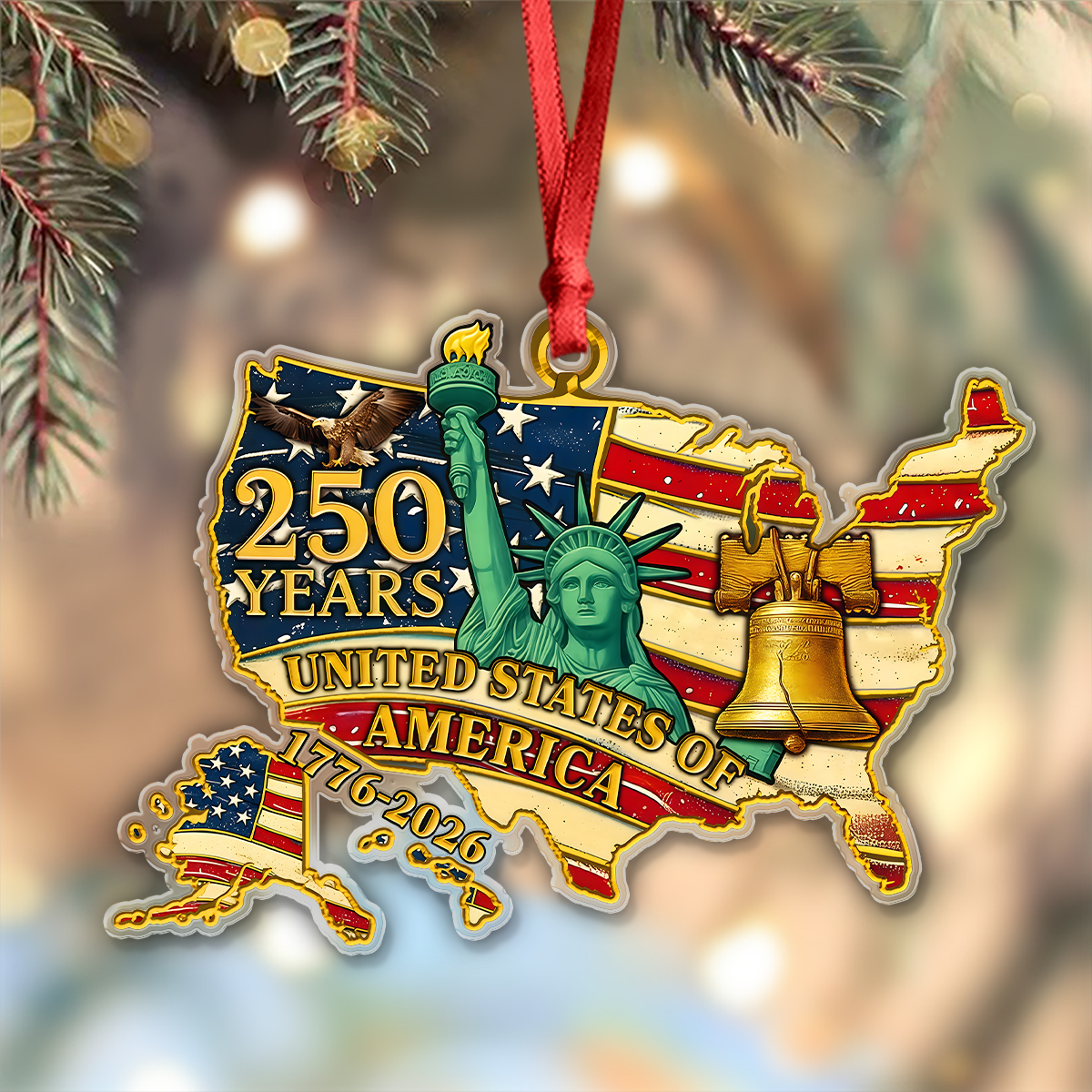 250 Years Of American Flag Liberty Eagle Acrylic Ornament Decor Gift HO82 900366