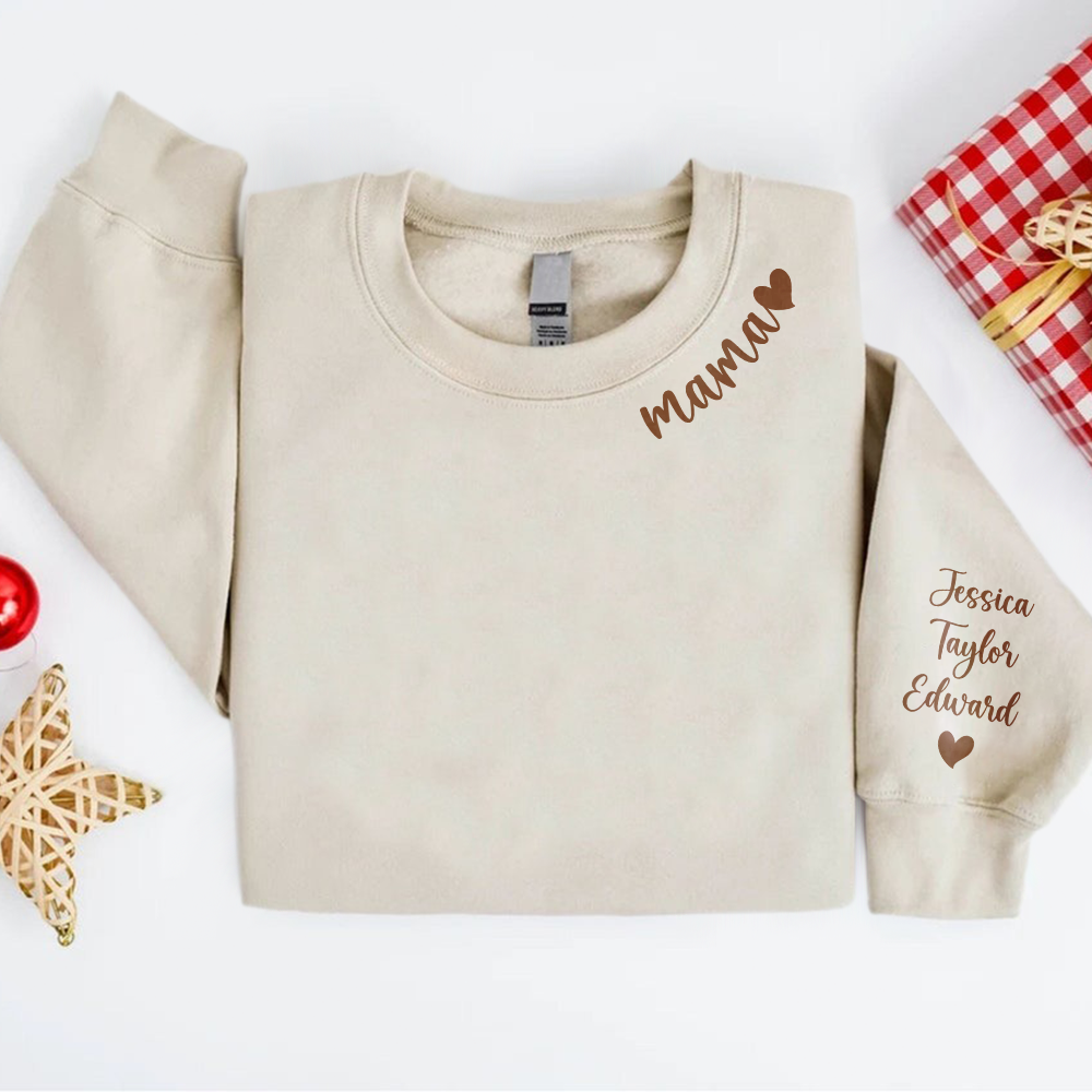 Custom Mama Sweatshirt With Kids Names On Sleeve TH10 892619