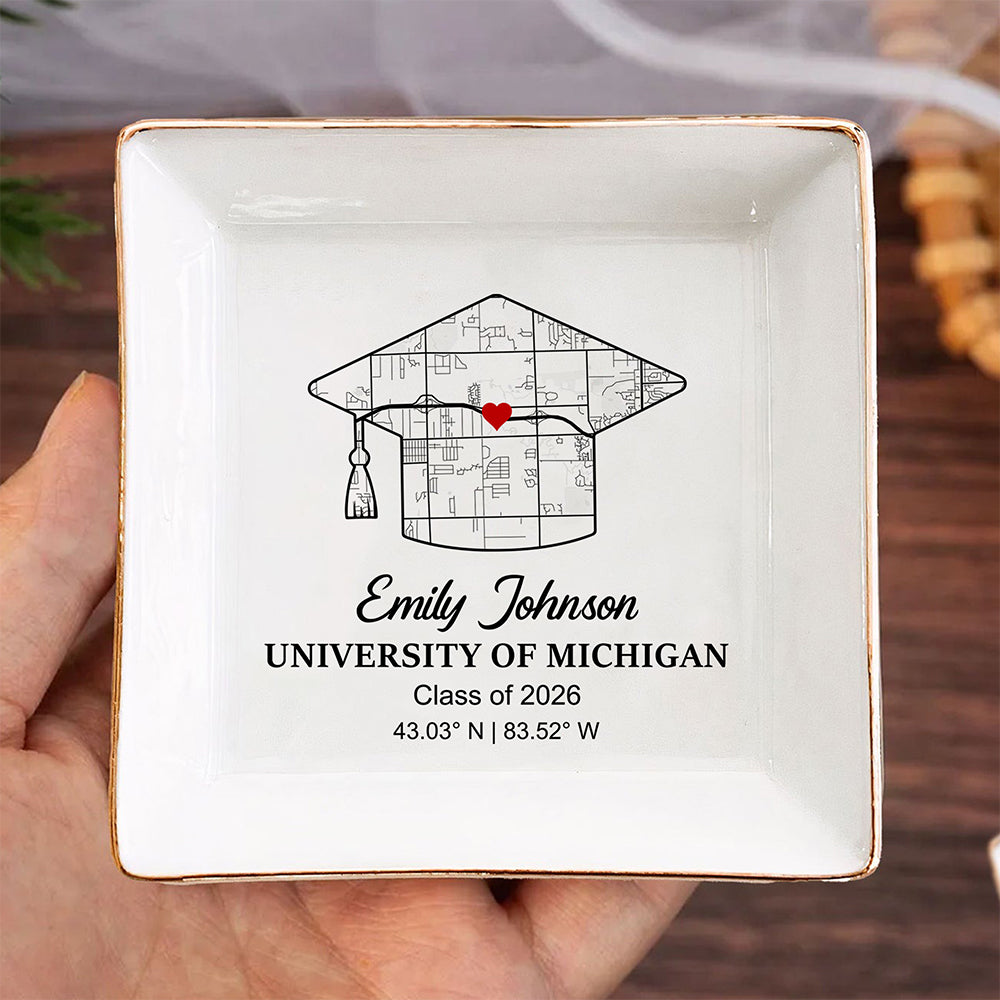 Custom Map Jewelry Dish Personalized Graduation Gift HO82 901614