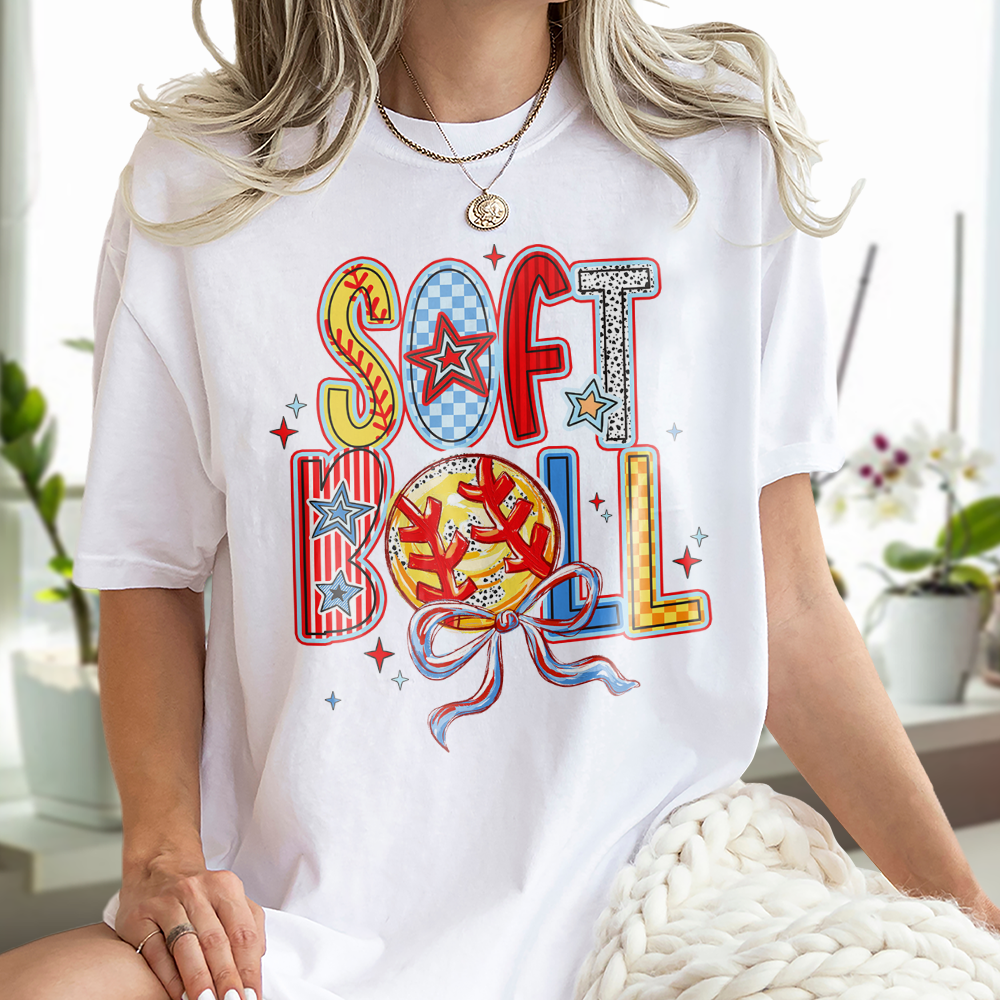 Brushstroke Softball Mom Coquette Family Bright Shirt HO82 893548