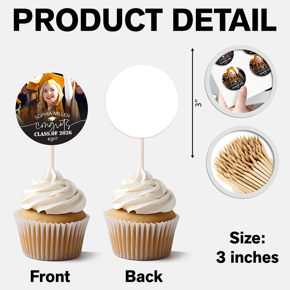 Custom Photo Class Of 2026 Graduation Cupcake Topper HO82 901358