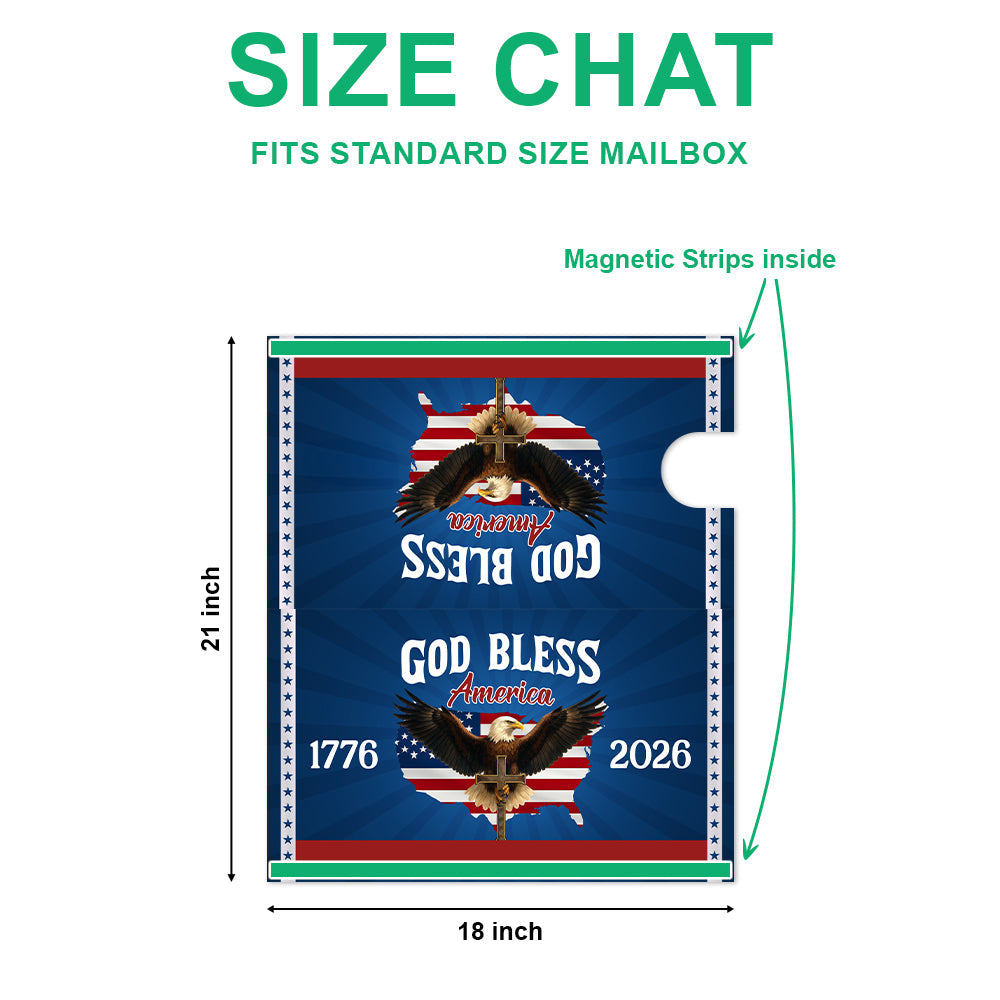 Custom 250th Anniversary God Bless America Eagle 1776–2026 Patriotic Mailbox Cover HA75 898944