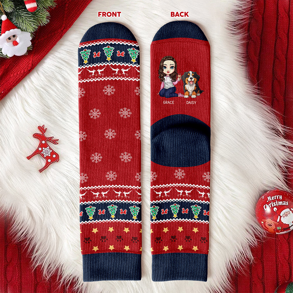 A Girl And Her Dog Christmas - Personalized Crew Socks HO82 900186