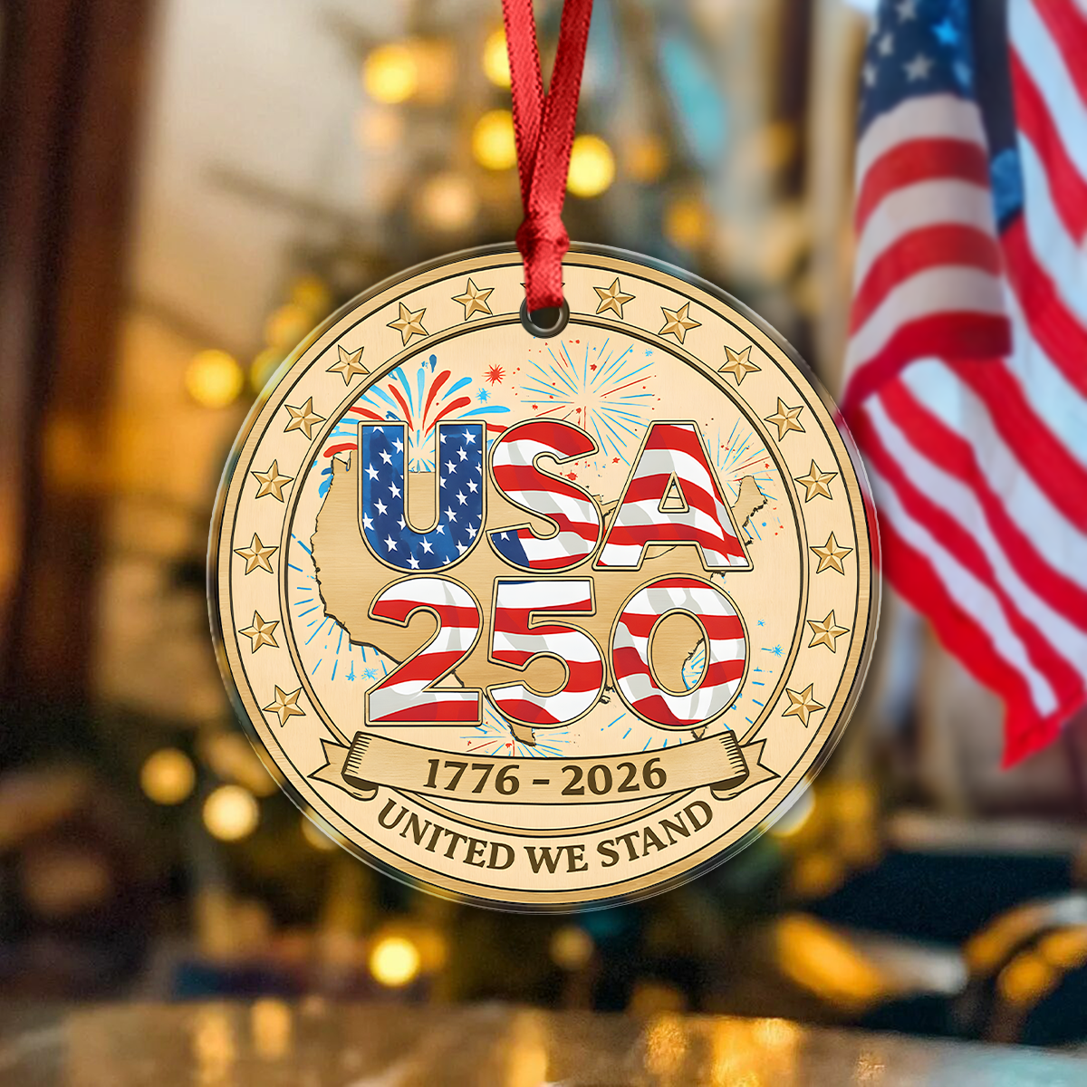 USA 250th Anniversary Acrylic Ornament 250 Years of The United States Patriotism Gifts CH07 899606