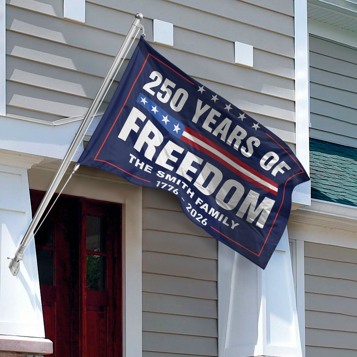 Custom Family Name 250 Years Of Freedom 1776-2026 4th Of July Double-Sided Flag HO82 894850