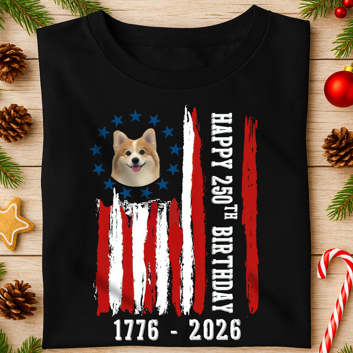 Custom Dog Photo Happy 250 Years Of Freedom Patriot Dark Shirt LM32 895215