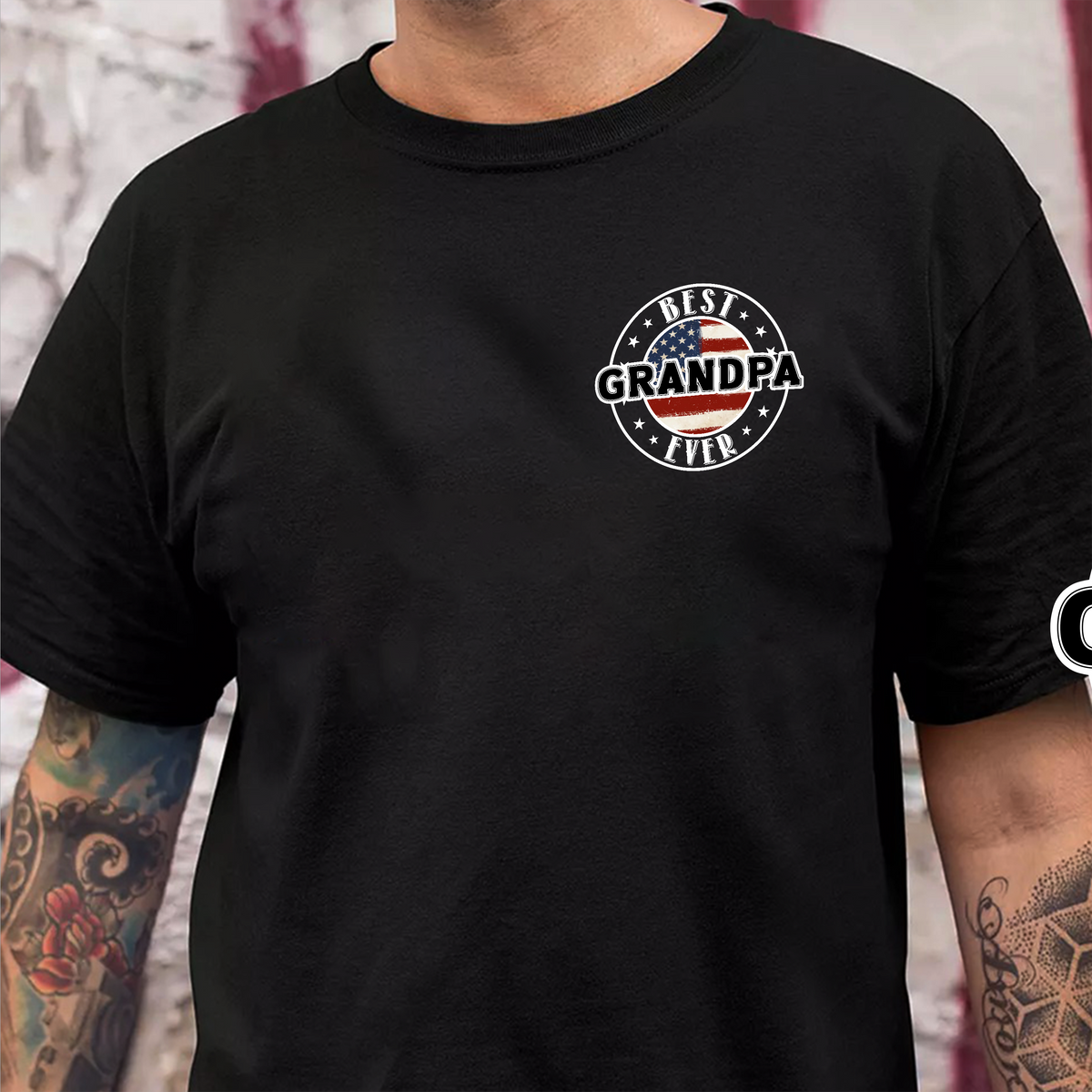 Proud To Be American Dad Personalized US Flag Back & Front Dark Shirt CH07 895778