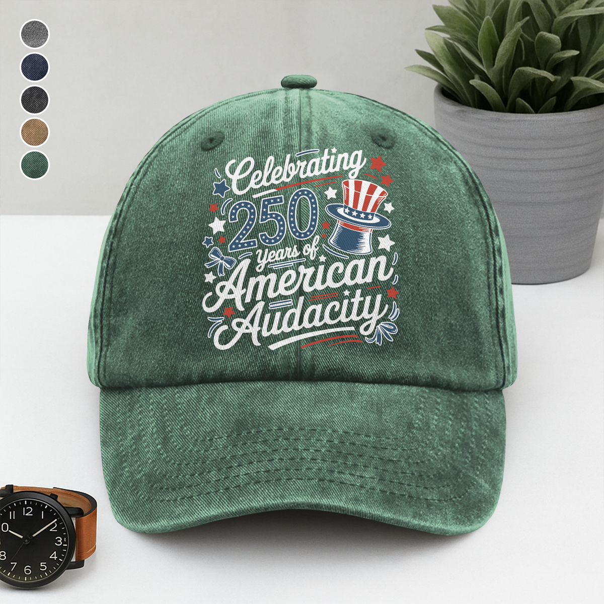 250 Years America 250th Anniversary USA 4th of July Washed Denim Baseball Cap HO82 894818