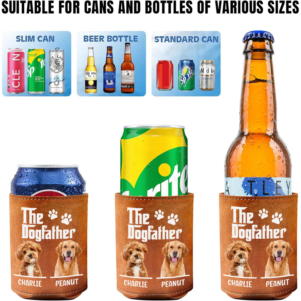 Custom Dog Photo The Dog Father Leather Can Cooler Holder Gift For Father's Day LM32 893657
