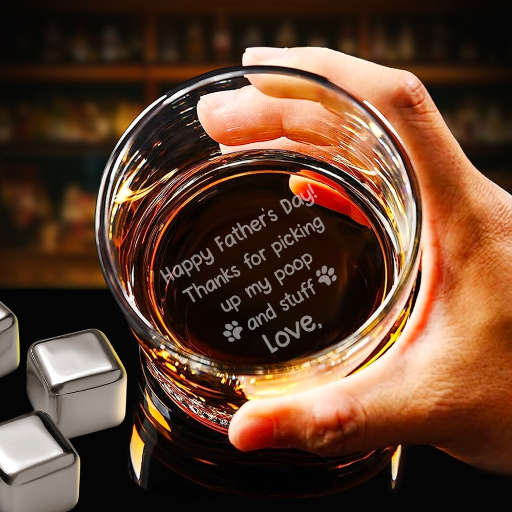 Custom Photo Thanks For Picking Up My Poop and Stuff Engraved Rock Glass CH07 895744