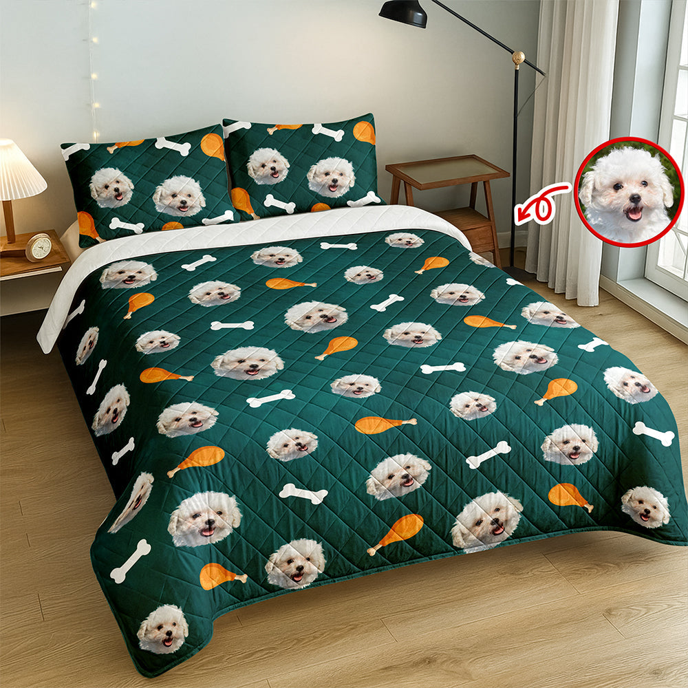 Custom Pet Photo Accessories Pattern Dog Cat Quilt Bedding Set HO82 900490