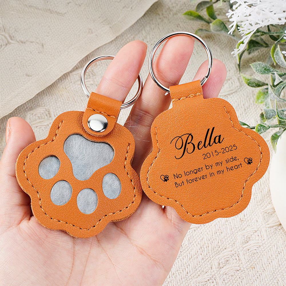 Custom Name Forever In My Heart Memorial Leather Paw Keychain LM32 895731