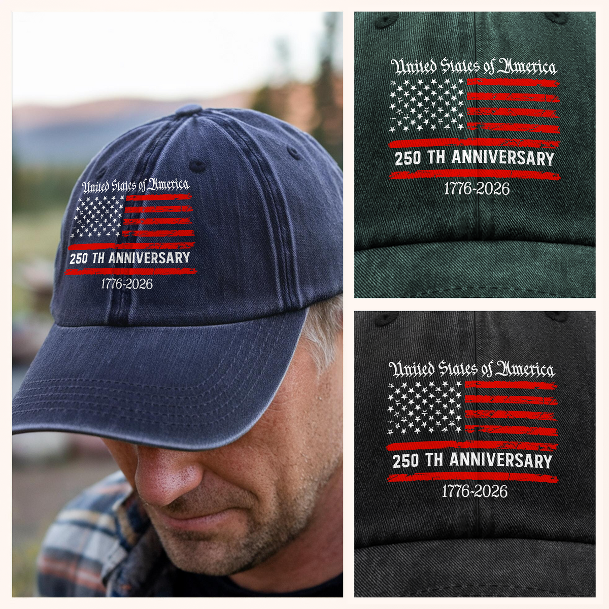 America 250th Anniversary Semiquincentennial Washed Denim Baseball Cap HO82 900108