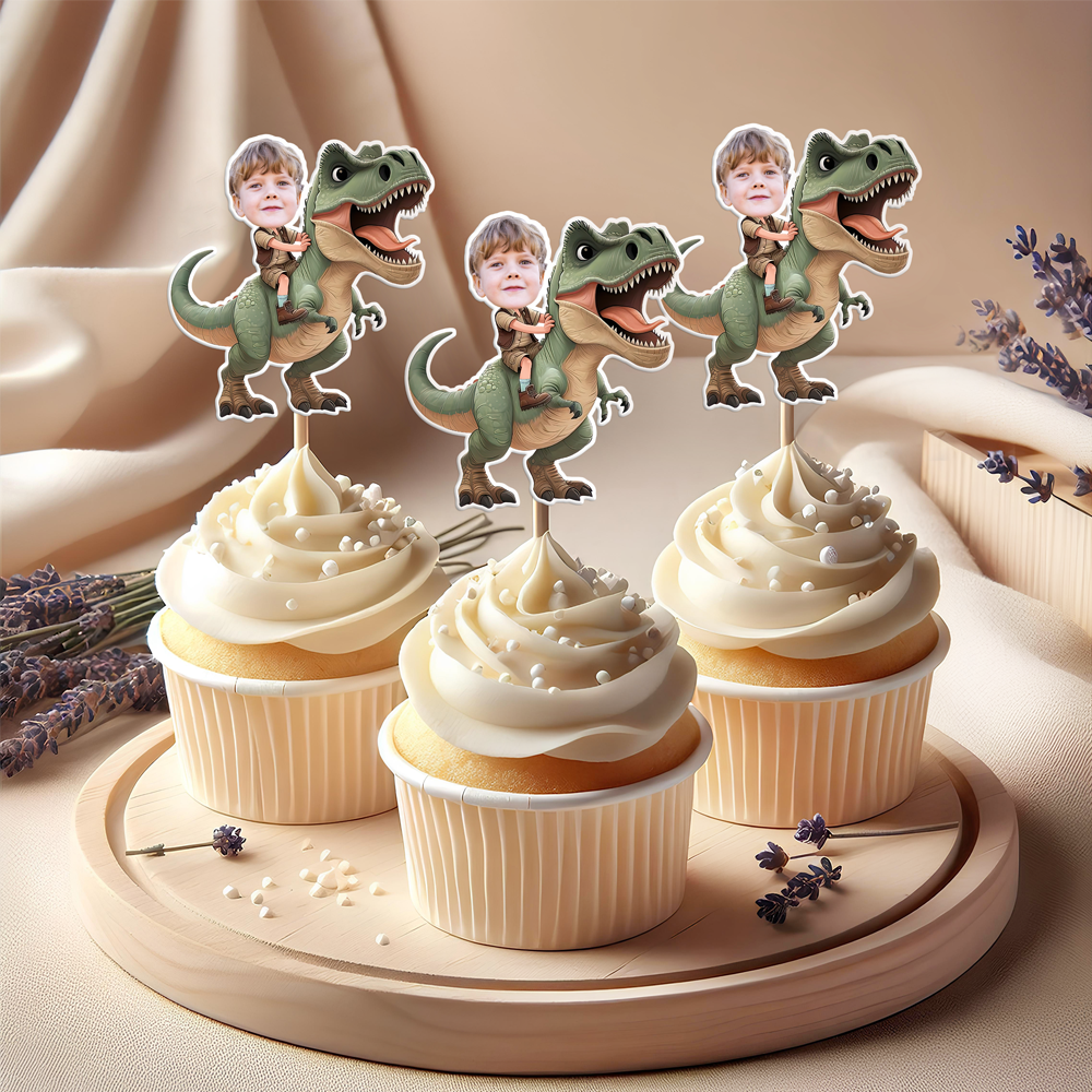 Custom Dinosaur Face Cupcake Toppers Dinosaur Birthday Decor HA75 892102