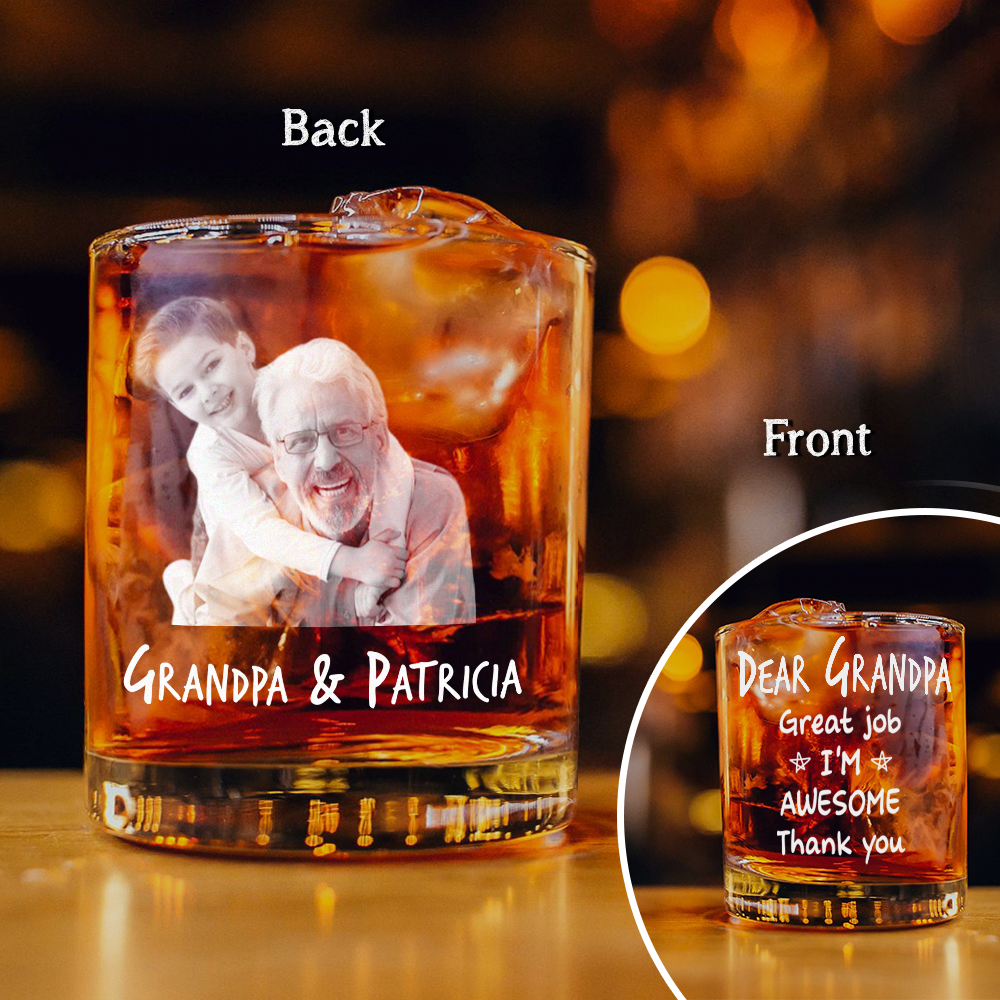 Custom Photo Dear Dad I Am Awesome Custom Photo Engraved Rock Glass CH07 895738