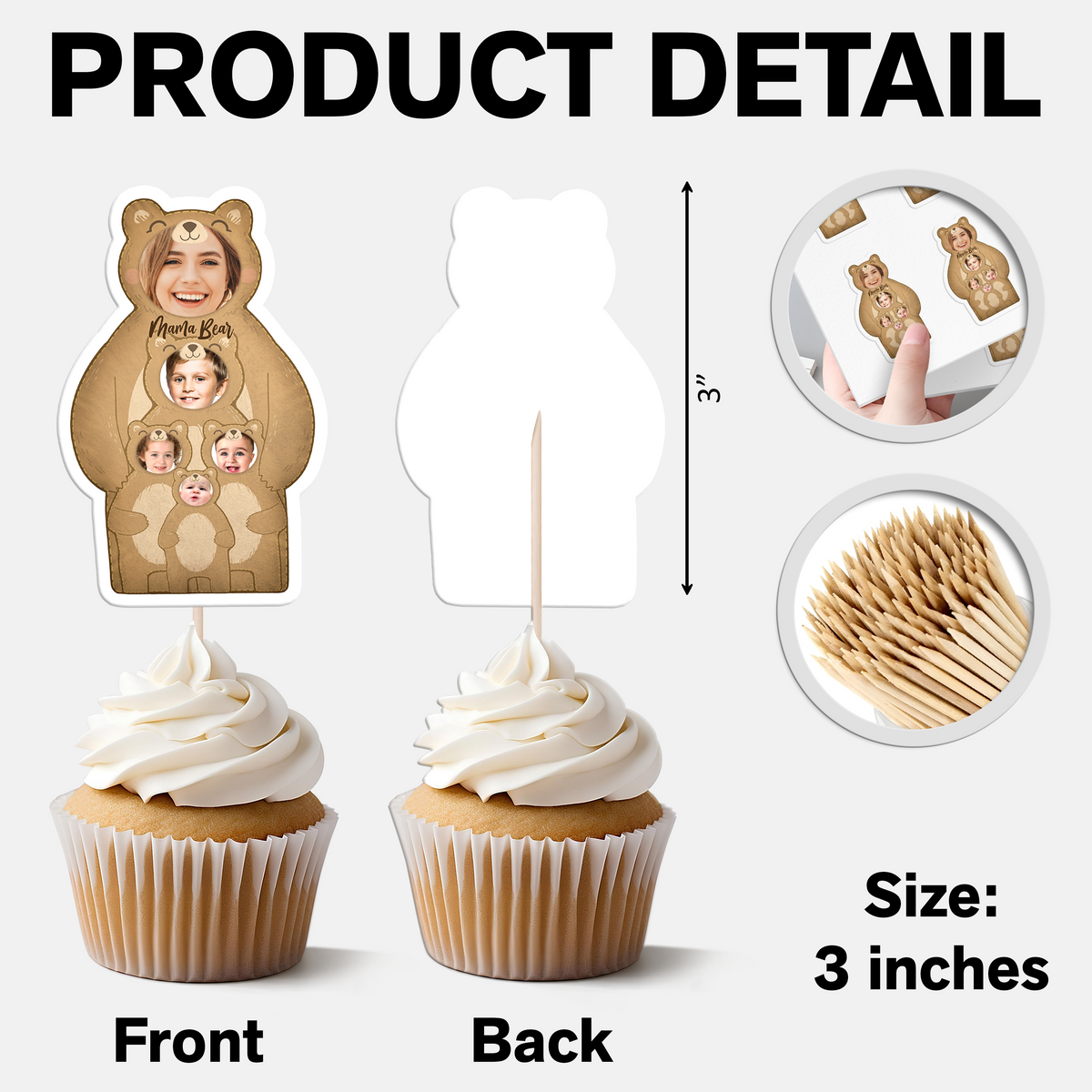 Custom Photo Mama Bear Decoration Cupcake Toppers HA75 892128