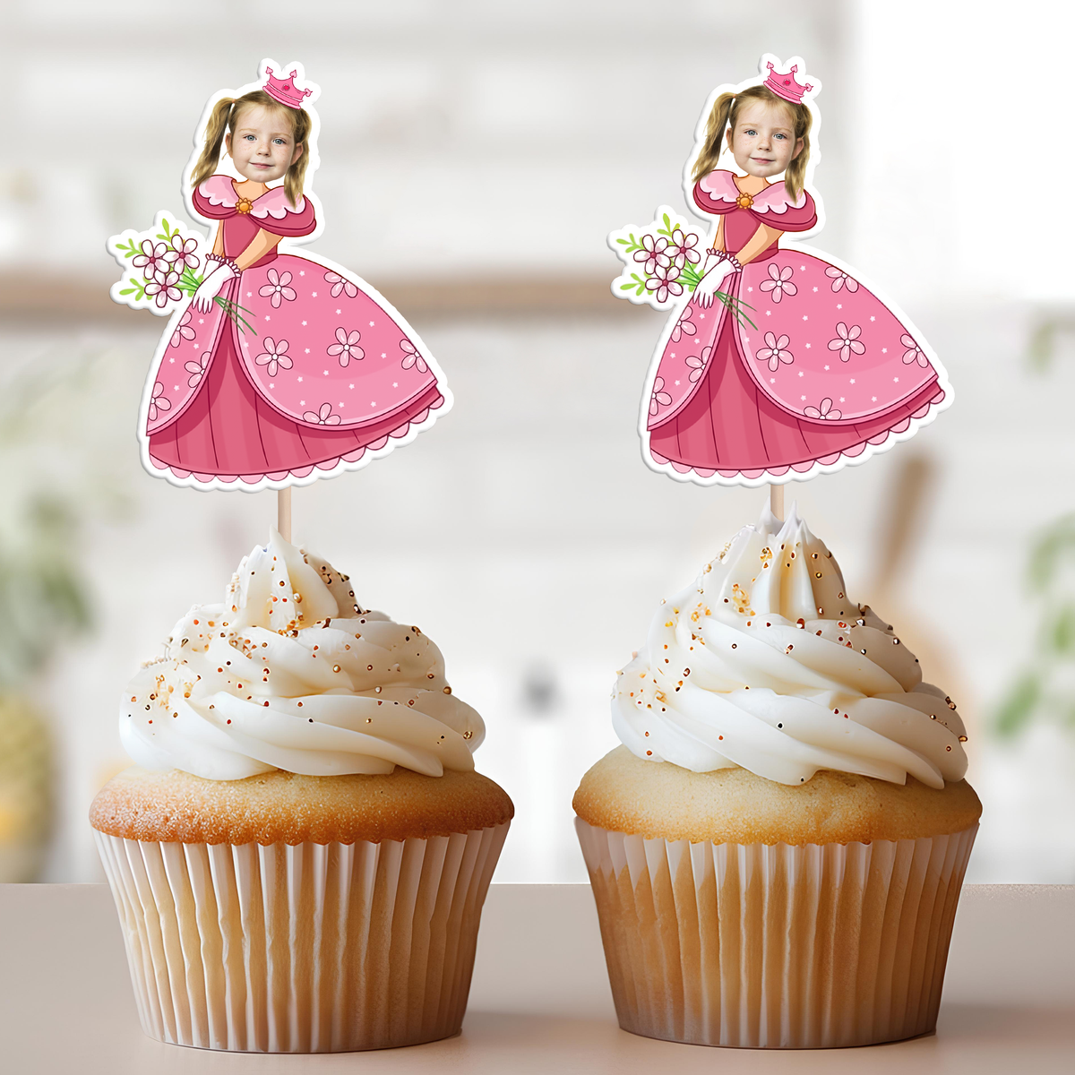Custom Photo Princess Cupcake Toppers Personalized Birthday Gift Princess Party Decor CH07 895436