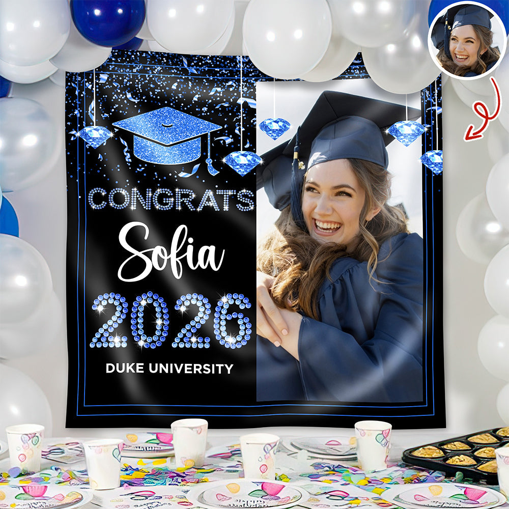 Personalized Congrats Class Of 2026 Backdrop Graduation Party Decor CH07 910824