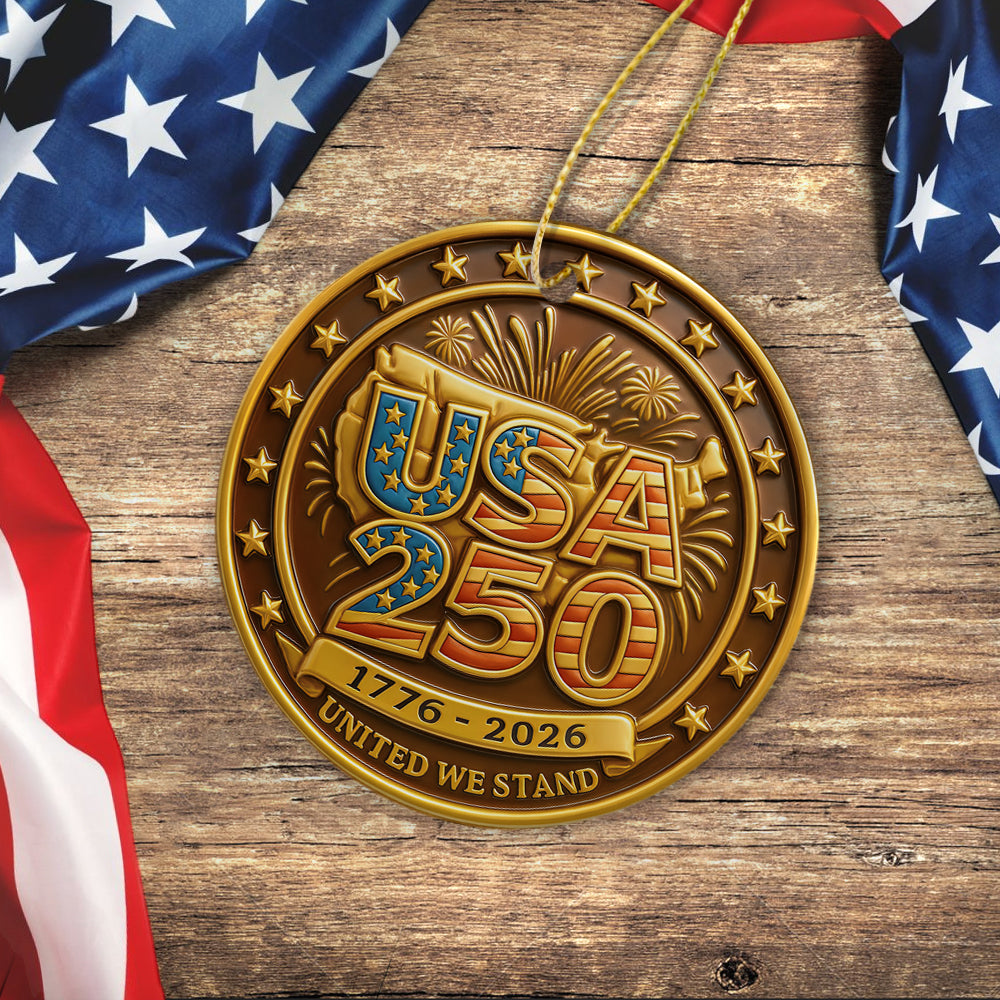 USA 250 Anniversary 1776-2026 United We Stand Ceramic Ornament HO82 900174