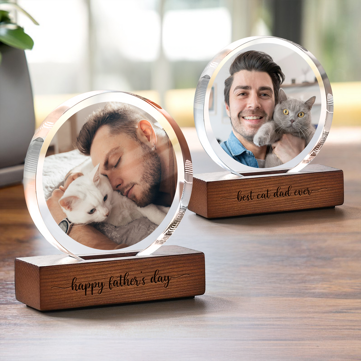 Custom Dog Cat Photo Round Acrylic Frame Block Christmas Gift HA75 892942