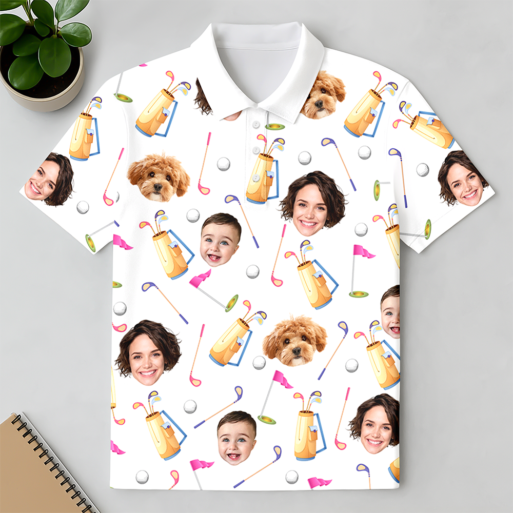 Custom Face Golf Polo Shirt Gift For Golfers, Gift For Dad, Husband HA75 898688
