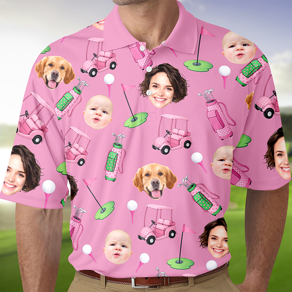 Custom Face Golf Polo Shirt Gift For Golfers, Gift For Dad, Husband HA75 898688