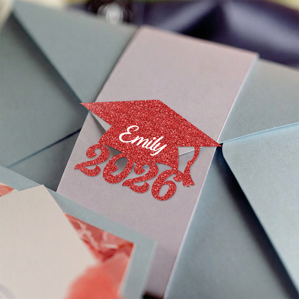 Personalized Name Class Of 2026 Glitter Hat Graduation Roll Sticker LM32 899353