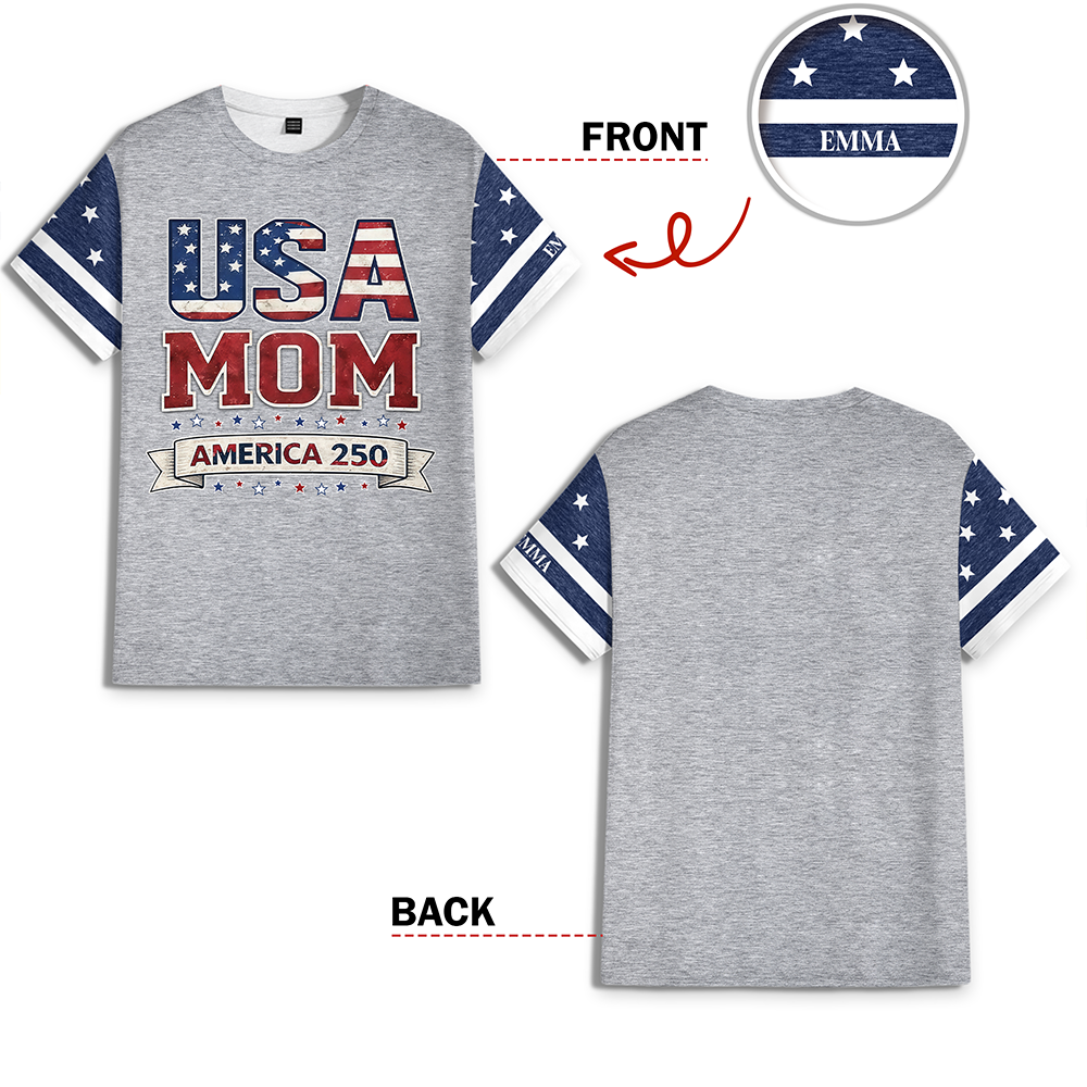 Custom Name USA Mom With America 250 AOP Shirt HO82 901914
