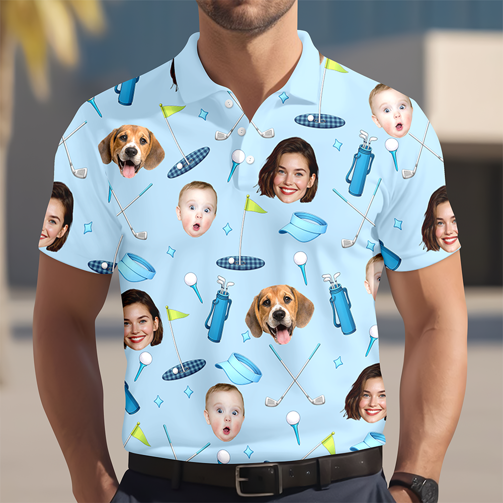 Custom Face Golf Polo Shirt Gift For Golfers, Gift For Dad, Husband HA75 898688