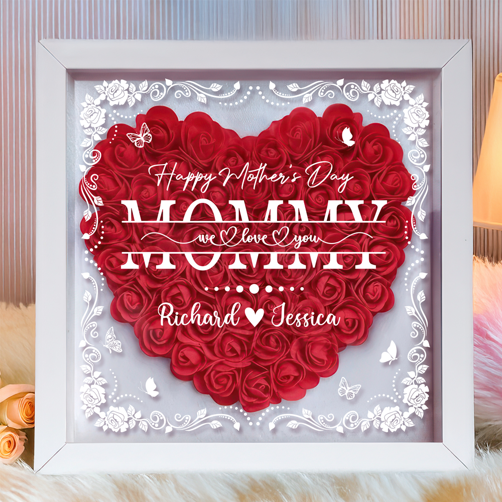 Custom Photo Mom We Love You Heart Flower Shadow Box HO82 893614