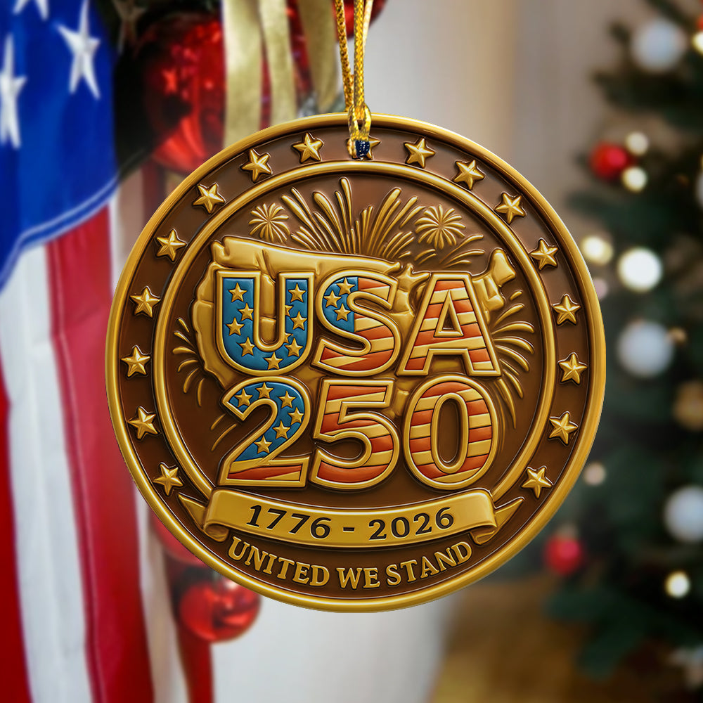 USA 250 Anniversary 1776-2026 United We Stand Ceramic Ornament HO82 900174