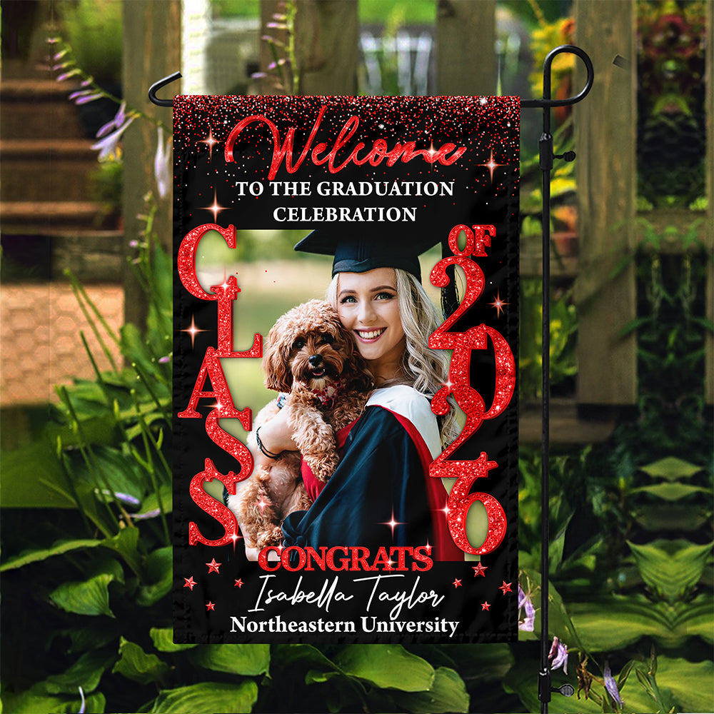 Custom Photo Class Of 2026 Glitter Graduation Garden Flag LM32 899359