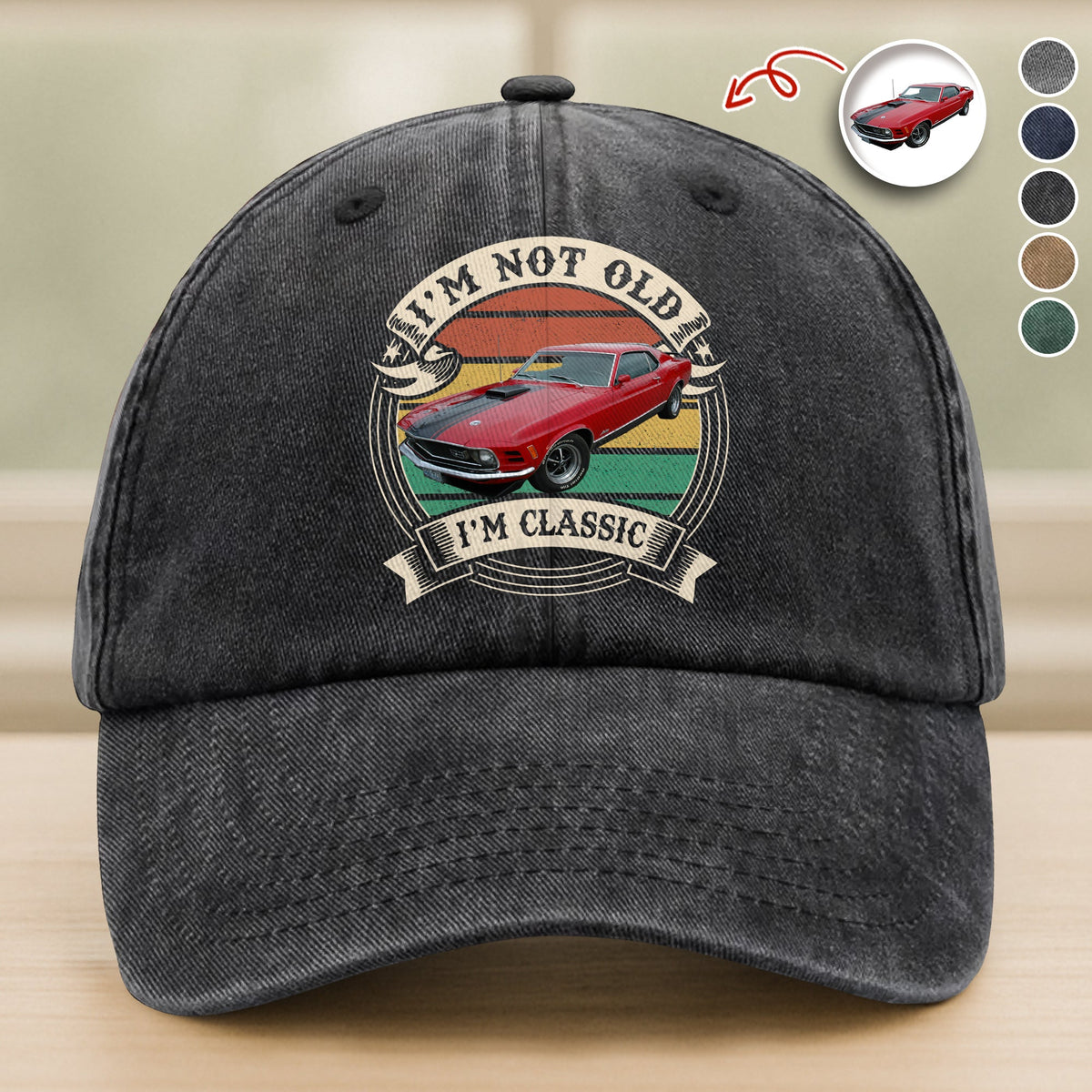 This Is How I Roll - Custom Car Photo Route 66 Vintage Washed Denim Baseball Cap CH07 896426