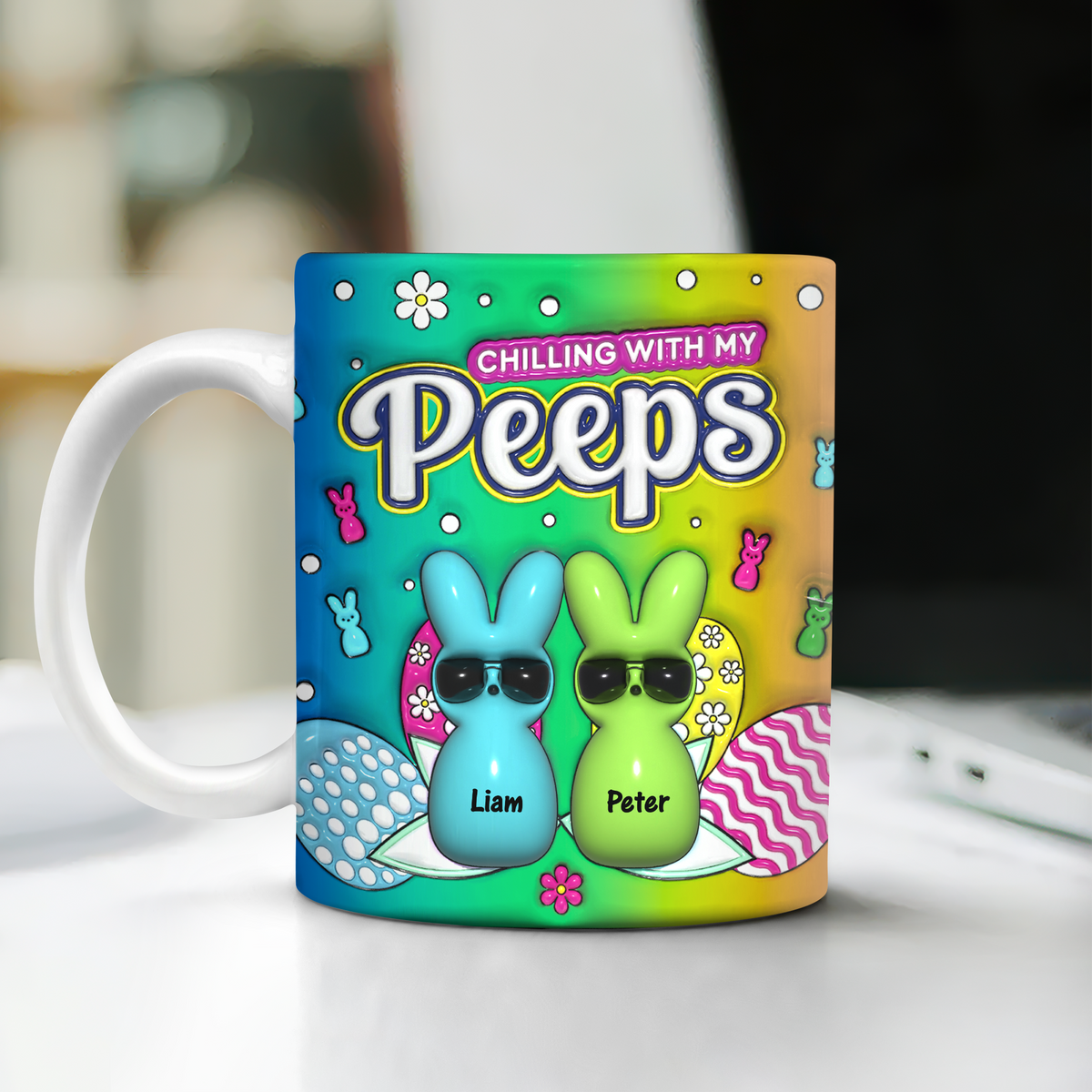 Custom Name Chilling With My Peeps 3D Inflated Effect Mug For Easter CH07 910294