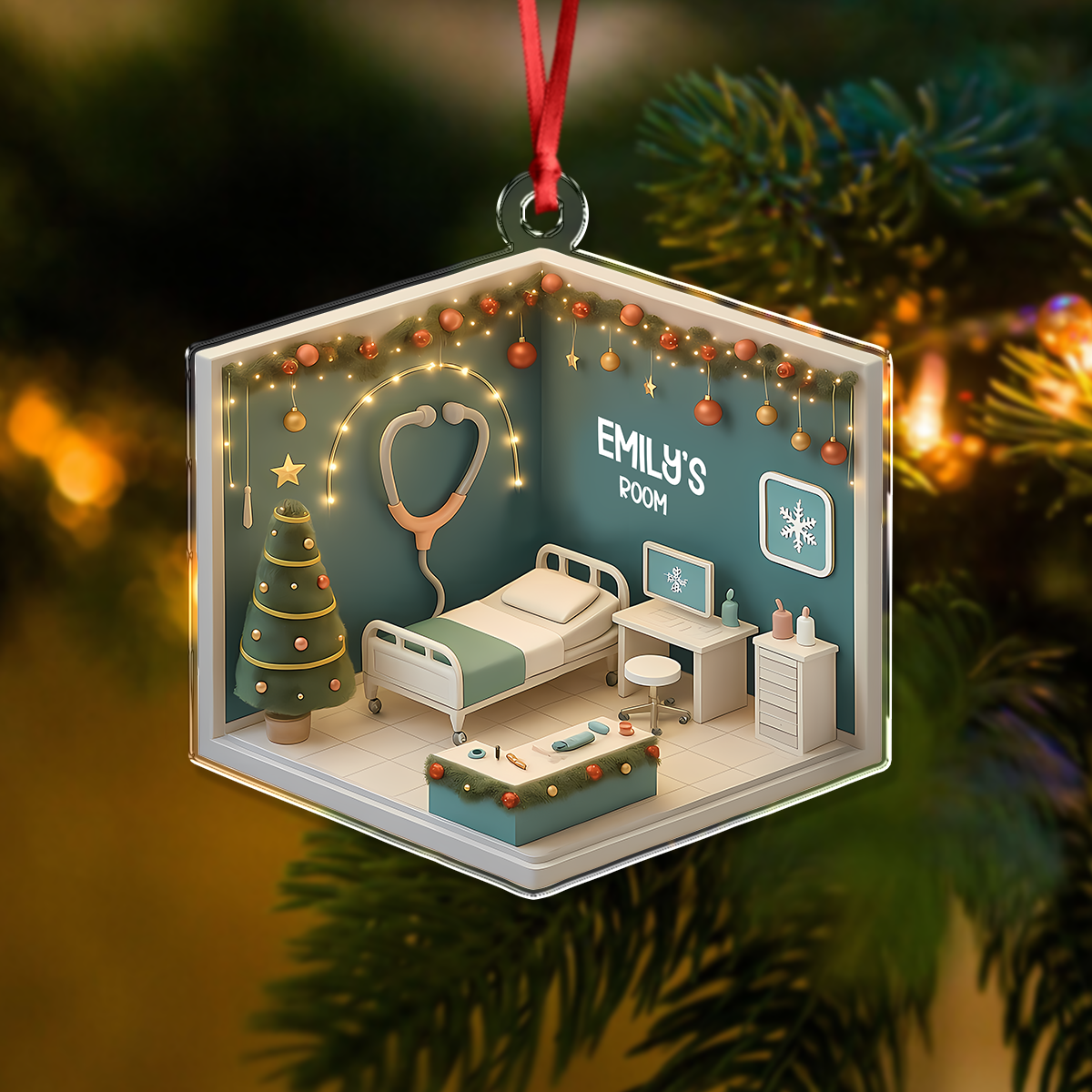 Personalized 2D Flat Acrylic Ornament Christmas Gift for Dental, Nurse, Teacher, Police LM32 895053