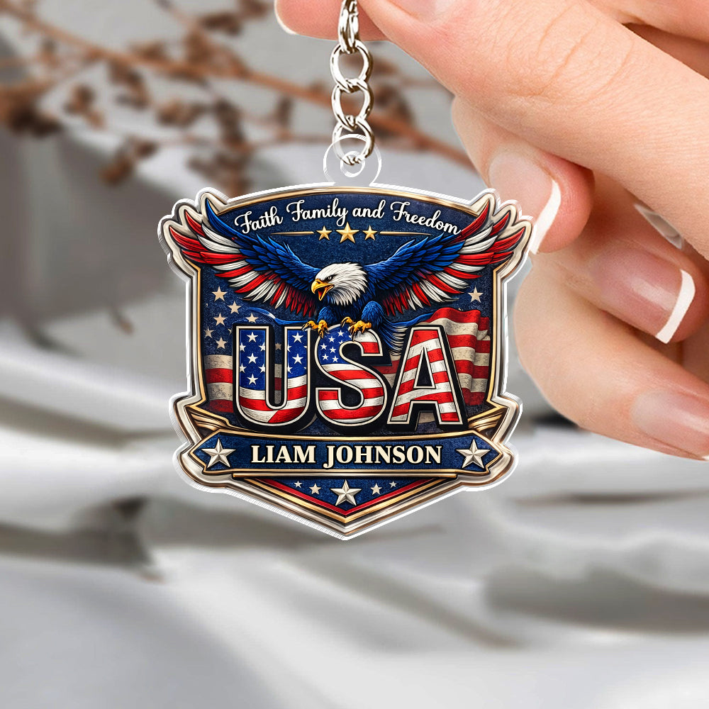 Personalized Faith, Family & Freedom America 250 Years Acrylic Keychain HA75 921016