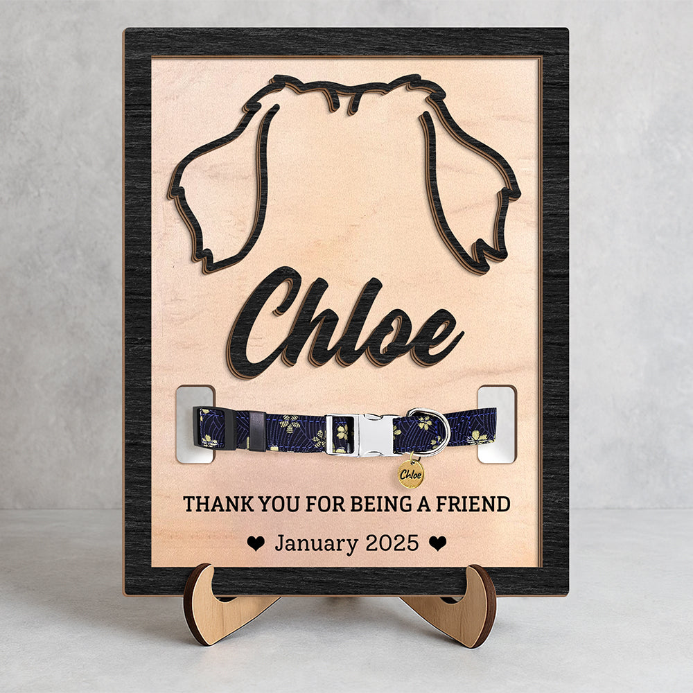 Custom Dog Ear Memorial 2-Layers Wooden Collar Frame LM32 893781