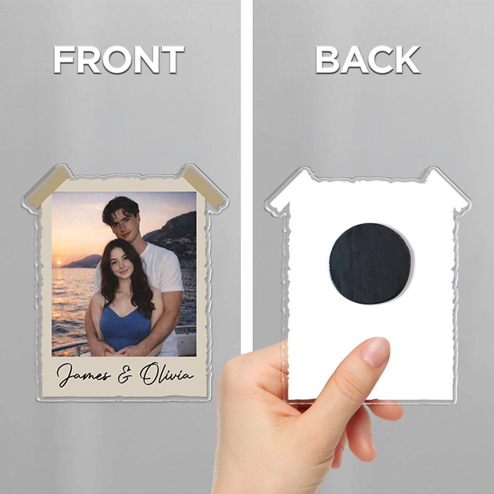 Custom Couple Photo Vintage 90s Personalized Acrylic Fridge Magnet Valentine Gift, Anniversary Gift HA75 920110