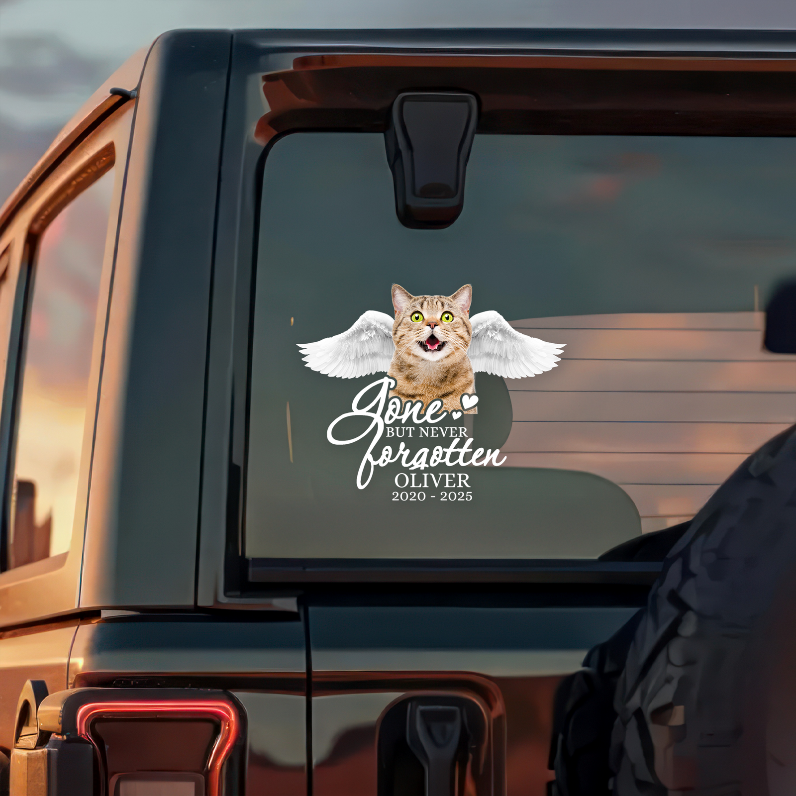 Custom Photo Pet Within Angel Wings Memorial Dog Cat  Car Window Decal Sticker HO82 901068